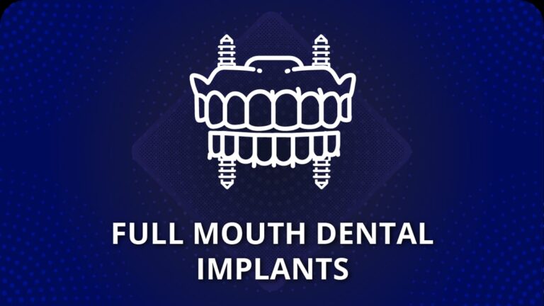 A smiling patient is speaking with a dentist about affordable dental implant options while looking at a digital scan of their mouth. No text on image.